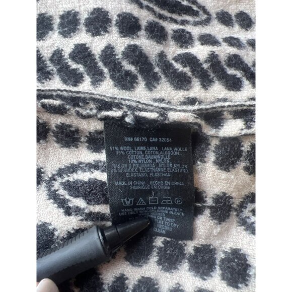 Anthropologie Moth Black/White Patterned Wool Blend Sleeveless Cardigan Size PML - Picture 6 of 6